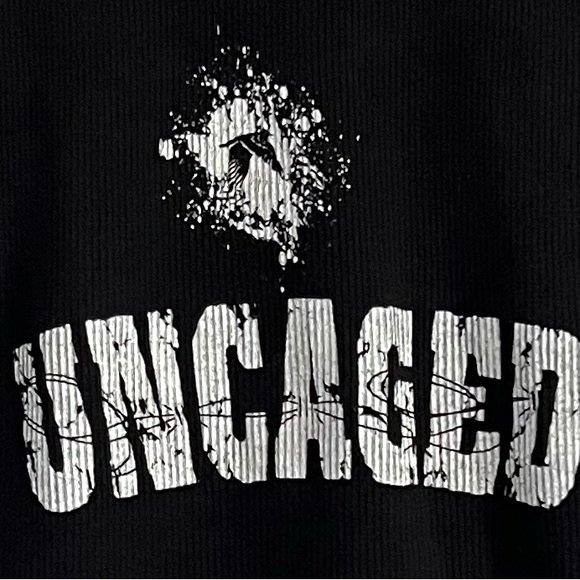 American Apparel UNCAGED MMA Ribbed Tank Top Black Skull Graphic Made USA L - Picture 3 of 8